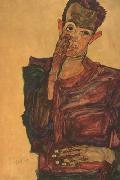 Egon Schiele Self-Portrait with Hand to Cheek (mk12) Germany oil painting artist